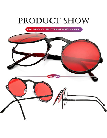 Gafas de Sol Redondas Plegables AIEYEZO Steampunk Retro
