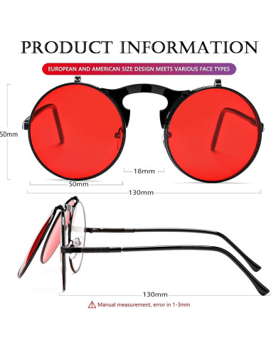 Gafas de Sol Redondas Plegables AIEYEZO Steampunk Retro
