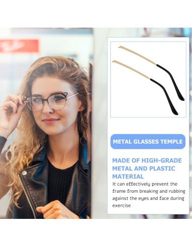 Brazos de Gafas de Metal Reemplazo Hemobllo 14cm Dorado