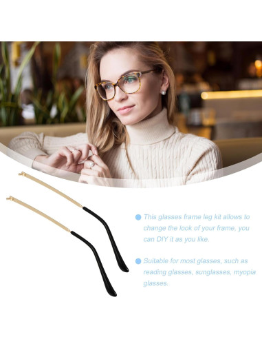 Brazos de Gafas de Metal Reemplazo Hemobllo 14cm Dorado