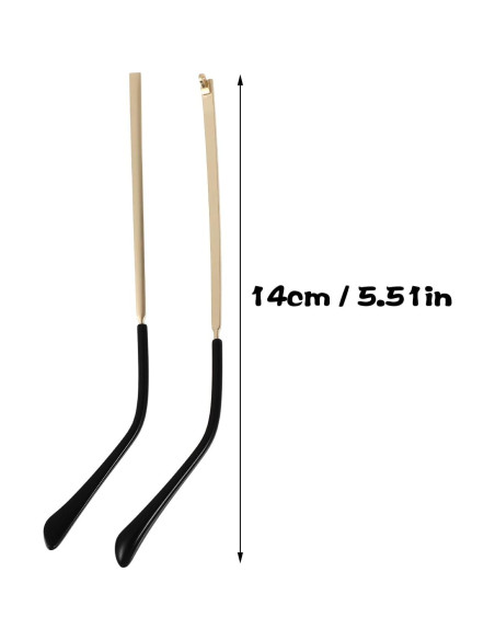 Brazos de Gafas de Metal Reemplazo Hemobllo 14cm Dorado