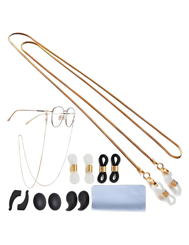 Cadena para Gafas AYXKJ Dorada Ajustable con Agarre de Silicona