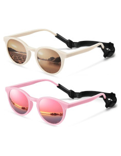 Gafas de sol polarizadas UV400 para niños - A6-Té beige y rosa