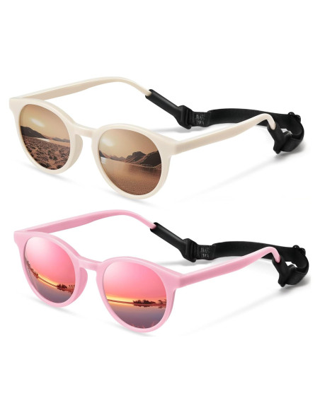 Gafas de sol polarizadas UV400 para niños - A6-Té beige y rosa