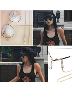 Cadena para Gafas AYXKJ Dorada Ajustable con Agarre de Silicona 2