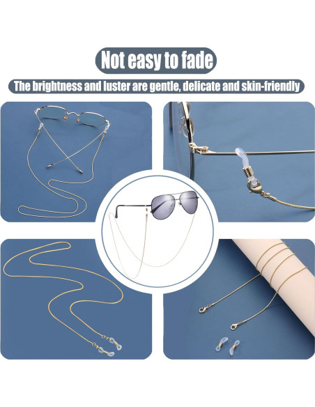 Cadena para Gafas AYXKJ Dorada Ajustable con Agarre de Silicona Cadena para Gafas AYXKJ Dorada Ajustable con Agarre de Silicona