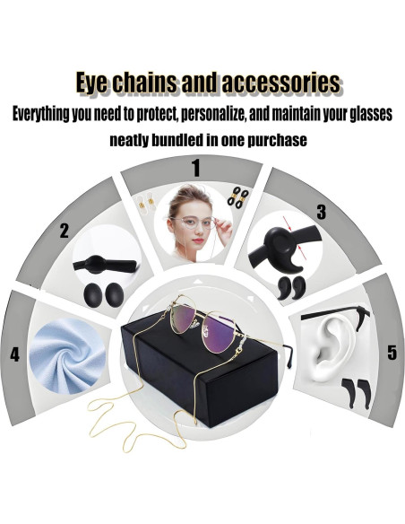 Cadena para Gafas AYXKJ Dorada Ajustable con Agarre de Silicona Cadena para Gafas AYXKJ Dorada Ajustable con Agarre de Silicona