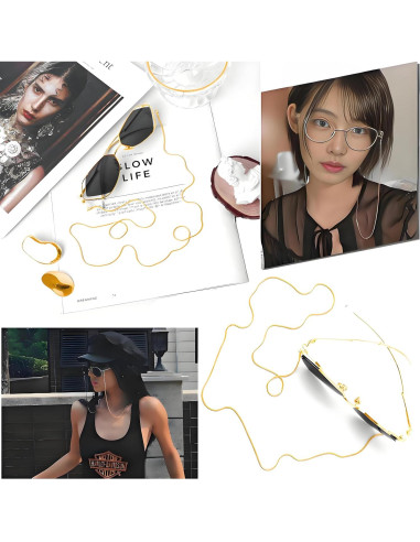 Cadena para Gafas AYXKJ Dorada Ajustable con Agarre de Silicona