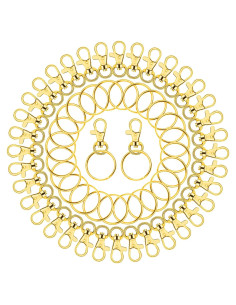 Kit de 100 Anillos y Ganchos de Llavero Paxcoo Dorados