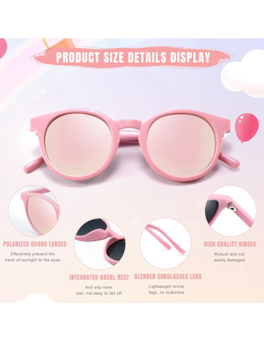 Gafas de sol polarizadas UV400 para niños - A6-Té beige y rosa