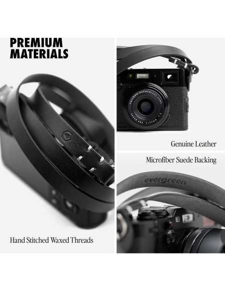 Correa de Cámara Minimalista Evergreen de Cuero Genuino 71 cm