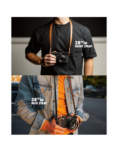 Correa de Cámara Minimalista Evergreen de Cuero Genuino 71 cm