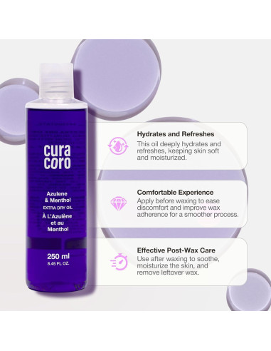 Aceite Curacoro Azuleno y Mentol 250 ml - Hidratante Pre/Post Depilación