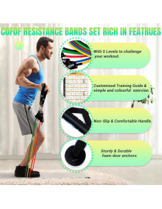 Juego de Bandas de Resistencia COFOF 10-150LBS con Mangos 2