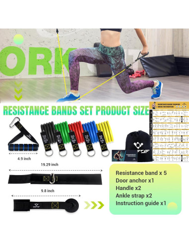 Juego de Bandas de Resistencia COFOF 10-150LBS con Mangos