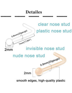 Studs de Nariz Transparentes QWALIT 20g y 18g - 18 Piezas 2