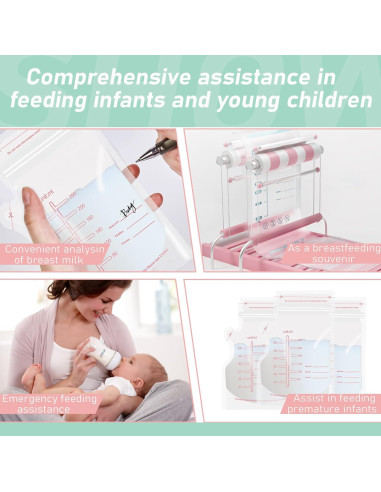 30 Bolsas de Almacenamiento de Leche Materna Rosa - Desechables