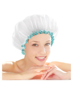 Gorro de Ducha Mikimini Blanco XL para Cabello Largo - Impermeable