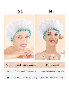 Gorro de Ducha Mikimini Blanco XL para Cabello Largo - Impermeable 2