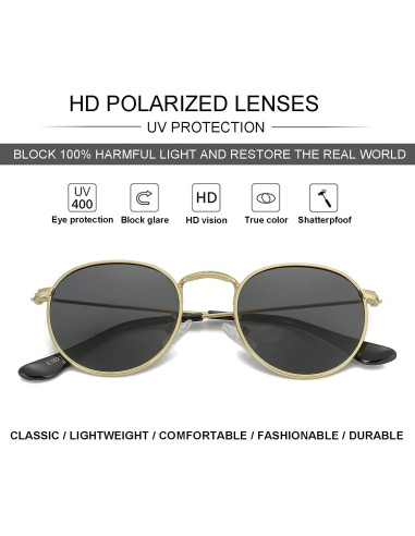 Gafas de sol polarizadas NIDOVIX para niños UV400 - A1 Oro/Gris