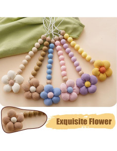 Clip de Chupete de Silicona Beige con Flor Margarita - 2 Pcs 2