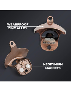 Abrebotellas Magnético Montado en Pared MAGCAP Cobre Antiguo 2