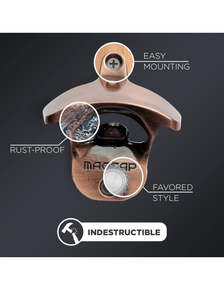 Abrebotellas Magnético Montado en Pared MAGCAP Cobre Antiguo