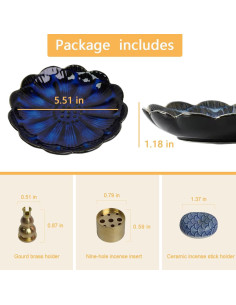 Soporte de Incienso Cerámica Fyedroed Azul 14cm Multiusos 2