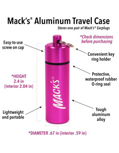 Estuche de Aluminio Mack para Tapones de Oídos - Rosa 2