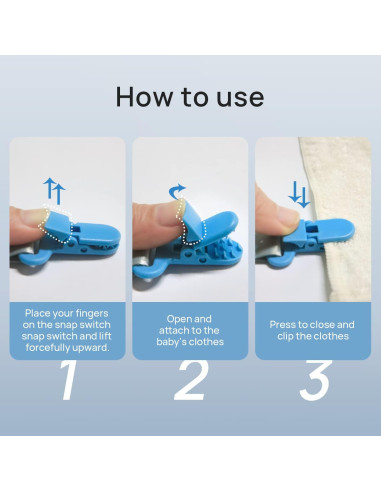 Paquete de 4 Clips para Chupetes Bebé Azul con Adaptadores