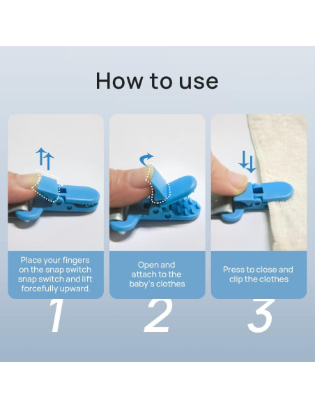 Paquete de 4 Clips para Chupetes Bebé Azul con Adaptadores