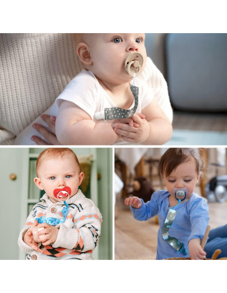 Paquete de 4 Clips para Chupetes Bebé Azul con Adaptadores