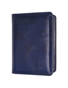 Funda de Pasaporte RFID Kandouren Cuero PU Mapa Azul