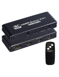 Conmutador HDMI 3x1 Anber-Tech 4K 120Hz con Control Remoto