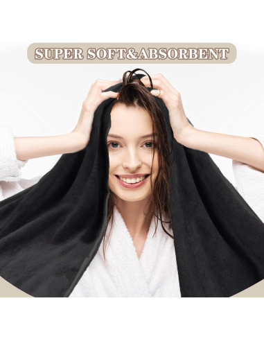 Toalla de Microfibra SUNLAND para Secado Rápido de Cabello 61x109 cm Negra