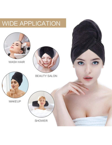 Toalla de Microfibra SUNLAND para Secado Rápido de Cabello 61x109 cm Negra