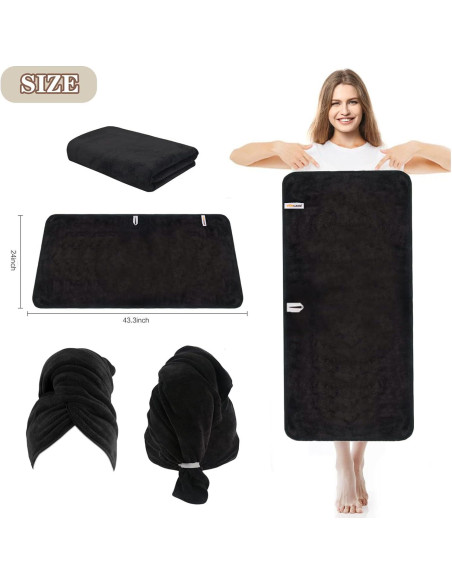 Toalla de Microfibra SUNLAND para Secado Rápido de Cabello 61x109 cm Negra Toalla de Microfibra SUNLAND para Secado Rápido de Cabello 61x109 cm Negra