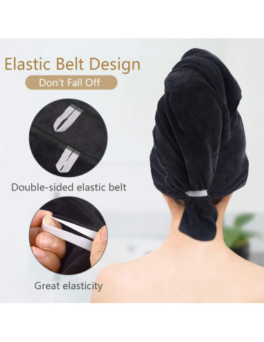 Toalla de Microfibra SUNLAND para Secado Rápido de Cabello 61x109 cm Negra