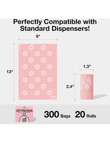 Bolsas de Basura para Perros VETRESKA Aroma Lavanda 300 Unidades