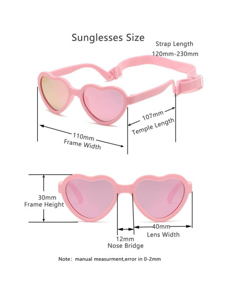 Gafas de sol polarizadas para bebés corazón con correa - UV400