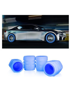 Tapas de Válvula de Neumático YALOK 4PCS Luminosas Azul