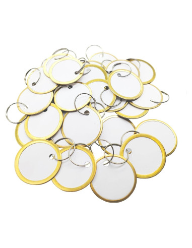 180 Etiquetas de Llave de Metal KAKAMINA Redondas Doradas