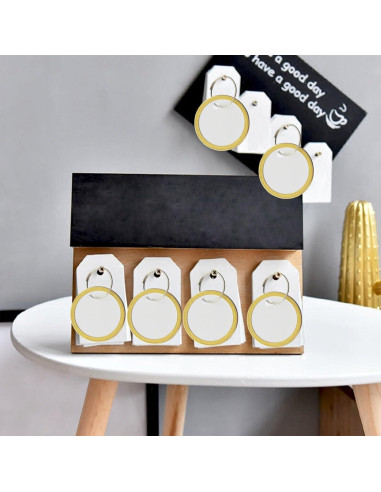 180 Etiquetas de Llave de Metal KAKAMINA Redondas Doradas