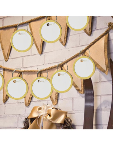 180 Etiquetas de Llave de Metal KAKAMINA Redondas Doradas