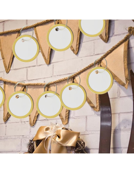 180 Etiquetas de Llave de Metal KAKAMINA Redondas Doradas