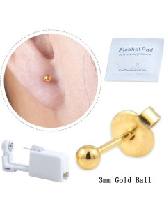 Kit de Perforación de Orejas Desechable XUKEKOY - 2 Piezas Oro 2