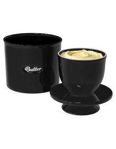 Crock de Mantequilla Rucocron Cerámica Negra 250ml con Tapa