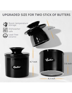 Crock de Mantequilla Rucocron Cerámica Negra 250ml con Tapa 2