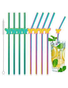 Popotes Reutilizables de Acero Inoxidable BIEOFFEI 20.32 cm 8 Pzas