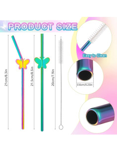 Popotes Reutilizables de Acero Inoxidable BIEOFFEI 20.32 cm 8 Pzas 2